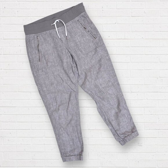 ATHLETA Cabo Light Gray Linen Joggers Pants 6P 6 Petite - Picture 1 of 5